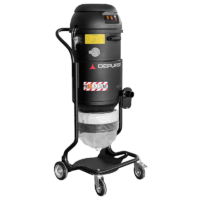 Depureco XM35 JC LP compact industrial vacuum with JetClean filter cleaning and continuous Longopac dust bag collection.