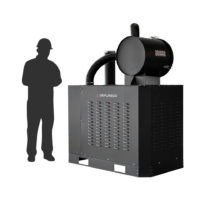 Depureco CVS vacuum power unit with sound-insulated enclosure and horizontal inlet separator.