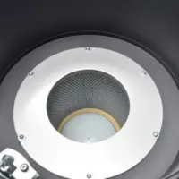 Interior view of the M100 LP TAN industrial vacuum filter chamber and internal filter assembly.