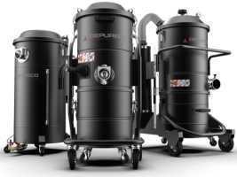 Depureco air powered industrial vacuums using compressed air for pneumatic vacuum recovery in demanding environments.