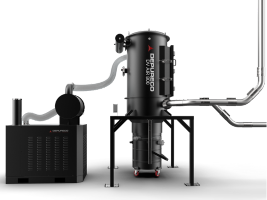 Depureco central vacuum system with industrial vacuum unit, filtration and piping for facility-wide dust recovery.