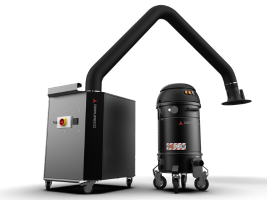 Depureco welding fume extractor with source capture for welding smoke, fumes and airborne particulate.