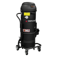 Depureco XM35 JC compact mobile industrial vacuum with JetClean filter cleaning and wheeled collection container.