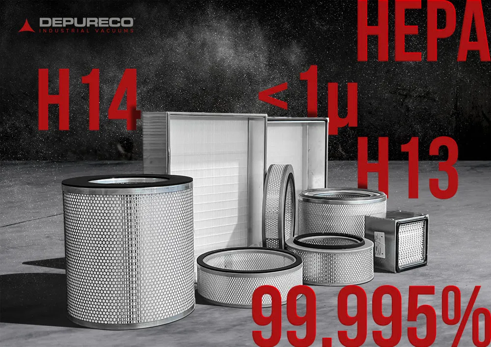 HEPA filters in industrial vacuum cleaners for fine and hazardous dust