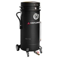 Depureco WD 132 mobile wet and dry industrial vacuum with large collection tank and liquid drain valve.