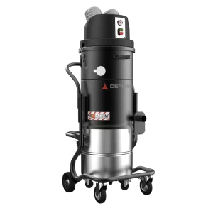 Depureco BL 45 JC industrial vacuum, ATEX II 3 D (Zone 22), 2 HP brushless, 129 CFM / 92 inH₂O, manual filter shaker, optional HEPA H14, 11-gal AISI 304 stainless bin, Ø 2.75 in inlet, ≤ 72 dB, 120 V single-phase, fully grounded.
