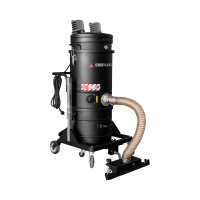 Depureco M100 industrial vacuum equipped with a frame-mounted floor-cleaning head