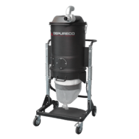 P12372/P12371 cyclonic pre-separator on a trolley with elbow inlet and Longopac® continuous liner.