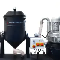 RAM OIL 500 T upper assembly with tilting separator hopper, electrical controls, and three-phase side-channel blower.
