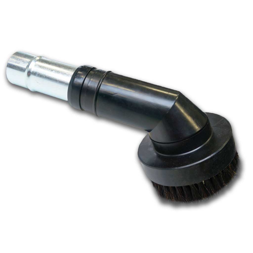 Rounded antistatic brass bristle vacuum brush accessory for industrial vacuum cleaning in combustible dust areas