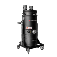 Depureco M100 ORD LOC H-class industrial vacuum with dual protected motors, tangential inlet, manual filter shaker, and removable collection bin.