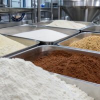 Food powder vacuum selection for bulk ingredients in food processing