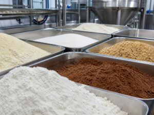 Food powder vacuum selection for bulk ingredients in food processing