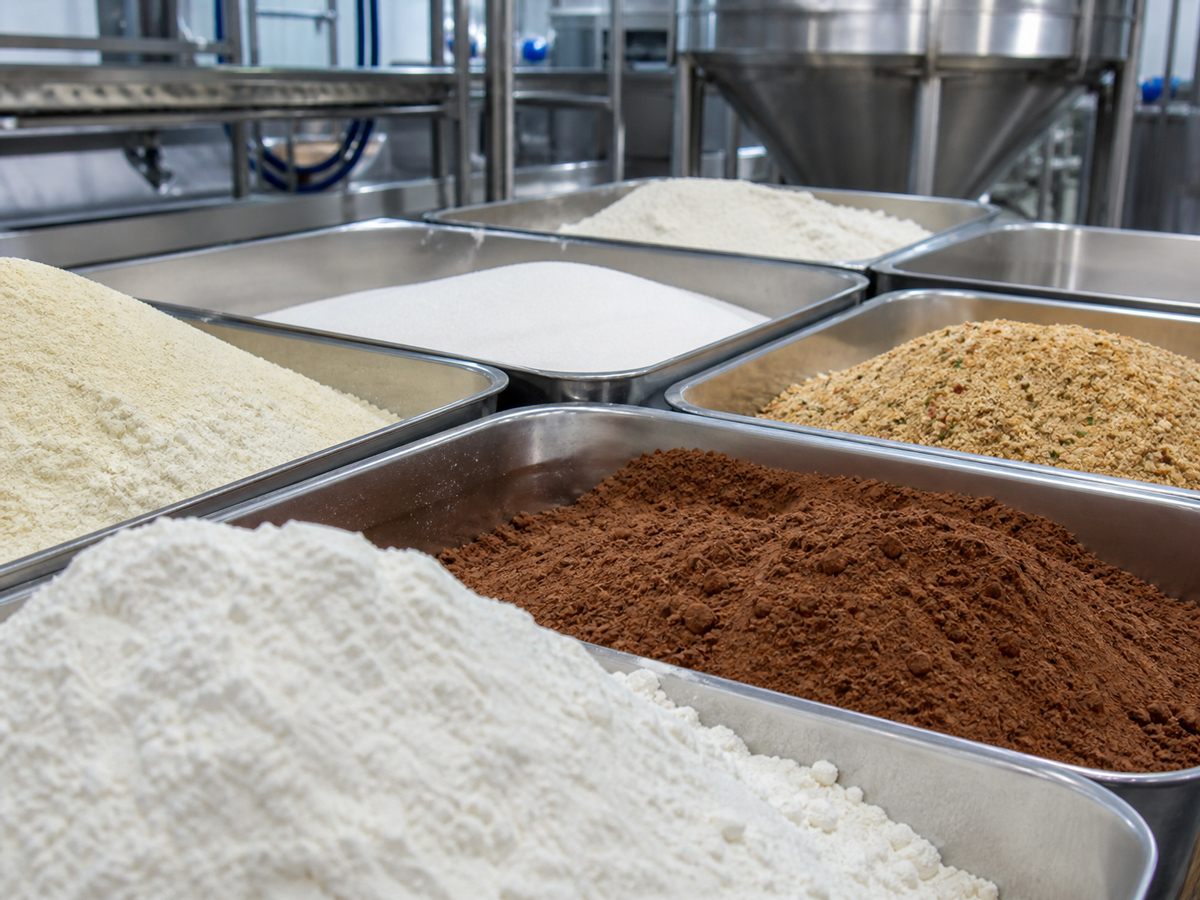 Food powder vacuum selection for bulk ingredients in food processing