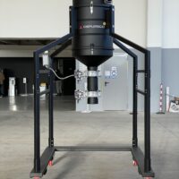 Depureco hopper for big bag discharge pre-separator mounted on a mobile frame with pneumatic discharge valves