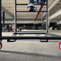 Mobile frame with caster wheels and forklift pockets for Depureco big bag discharge pre-separator
