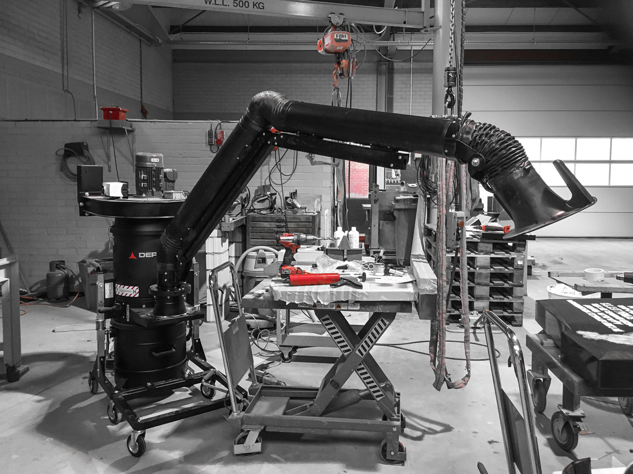 DF 22 with Extraction arm for source capture manufacturing and industrial dust collection