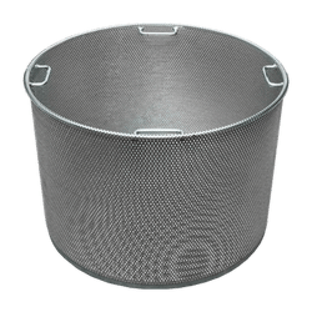 Sieve Grid Basket — Chip/Swarth Separation for Sump Vacs | Depureco Stainless sieve basket with perforated mesh and lift tabs for separating chips from liquid.