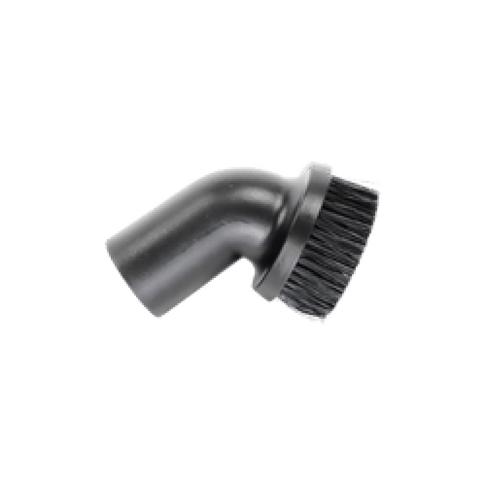 PVC Round Brush Nozzle — Detail Cleaning Accessory | Depureco PVC round brush vacuum nozzle with angled neck and soft bristles.