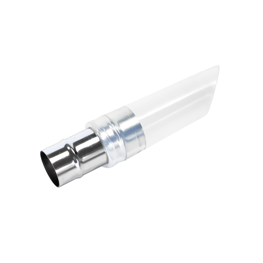 Silicone Conical Nozzle — Stainless Connection | Depureco Silicone conical vacuum nozzle with clear tapered tip and stainless-steel hose connection.