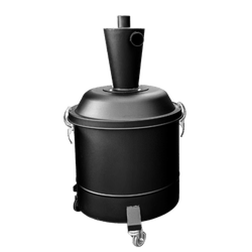 P13935 Cyclonic Pre-Separator — Filter Protection & Fast Dumps | Depureco Depureco P13935 cyclonic pre-separator on wheeled drum with cone top, inlet/outlet ports, and latch-down lid.