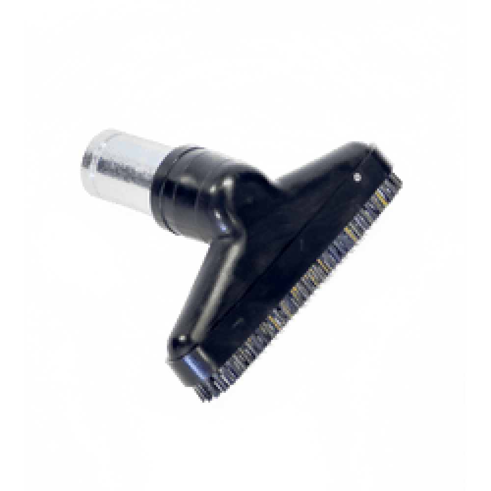 Antistatic Brass-Bristle Brush — Aggressive Surface Cleaning | Depureco Rectangular vacuum brush with antistatic brass bristles and hose connection collar.